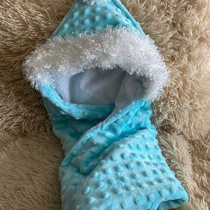 Hand crafted chenille baby bath wrap.